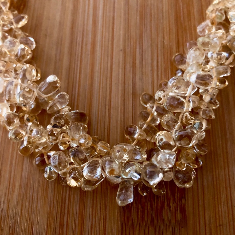 $78  Designer Multi Strand Citrine Estate Necklace  Sterling  Marked LUC 925 - Picture 4 of 6